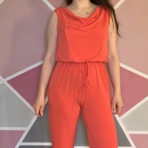 coral jumpsuit by donna ricco